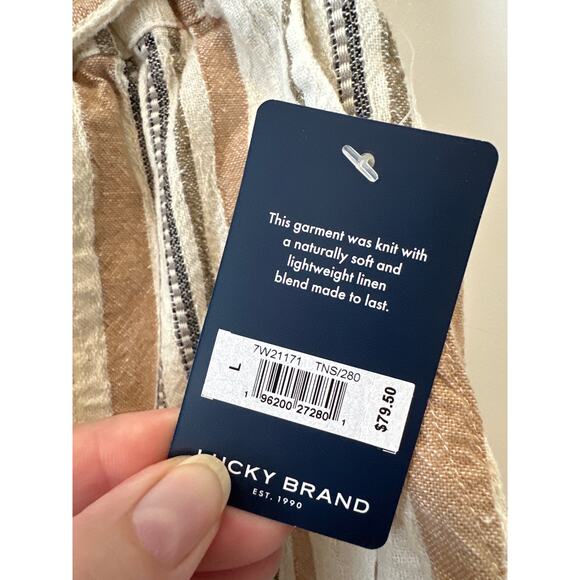 Lucky Brand NWT Linen Blend Paperbag Shorts Tan Striped High Waist Size Large - Picture 5 of 9